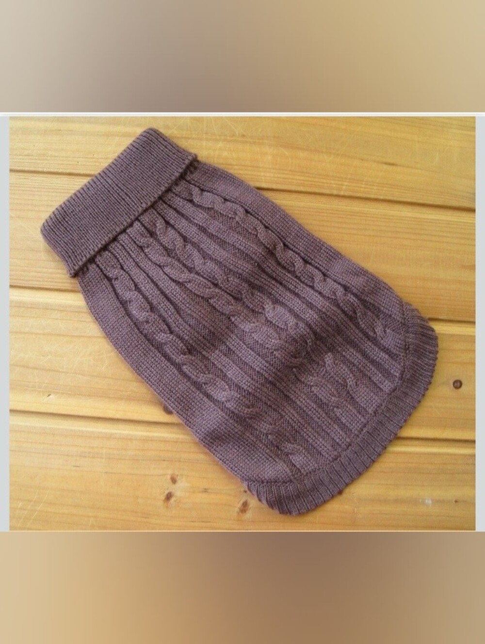 Brown Cable Knit Dog Sweater Turtleneck Cozy Pet Puppy Sweater